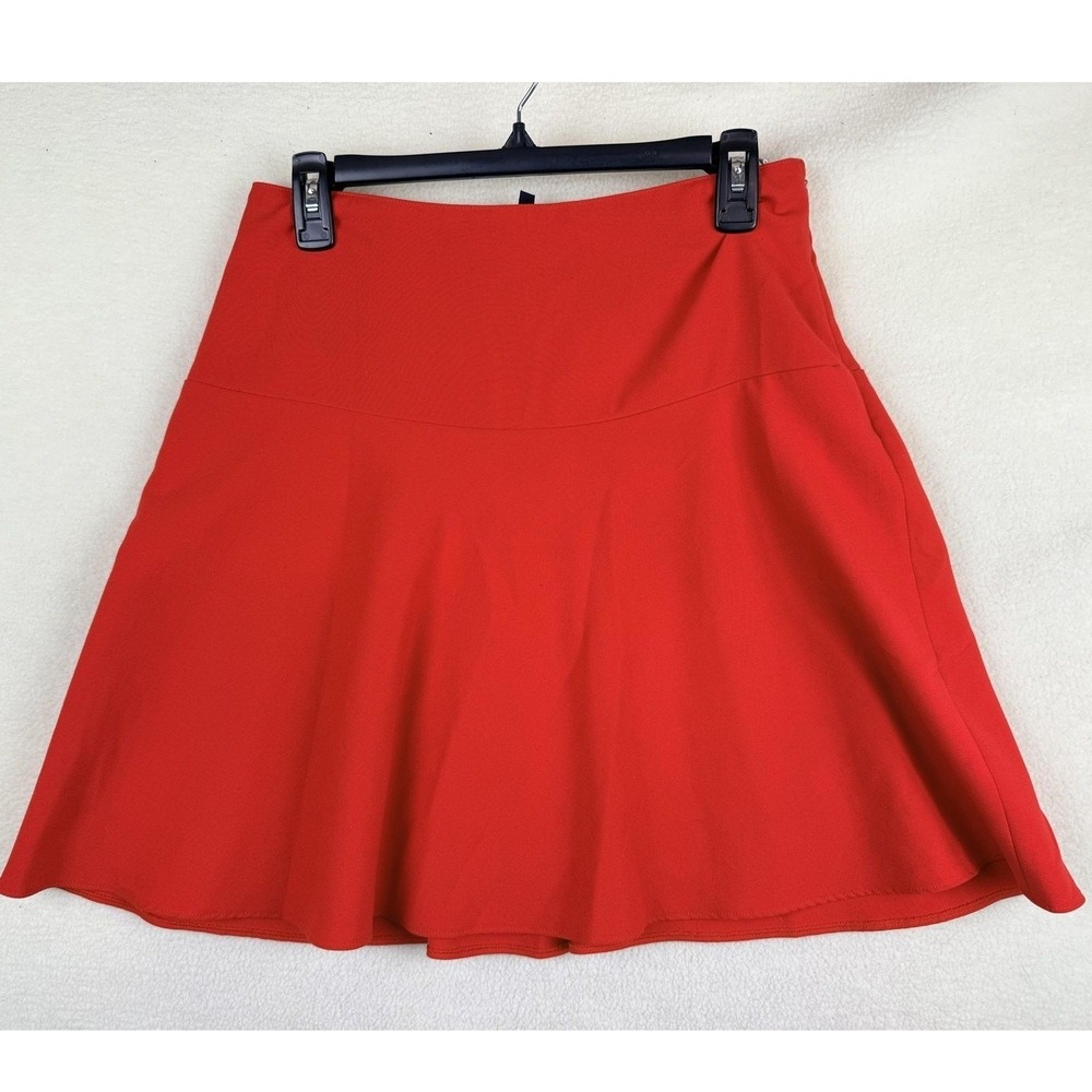 Stile Benetton Red A-Line Flared Skirt Side Zip Size US 8 UK 12 IT 44